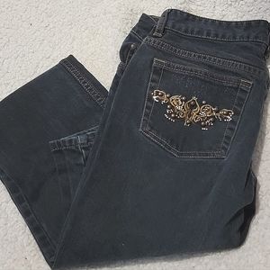 Blue Spice jeans. Straight leg, 28×30 Divets and rhinstones on pocket design.